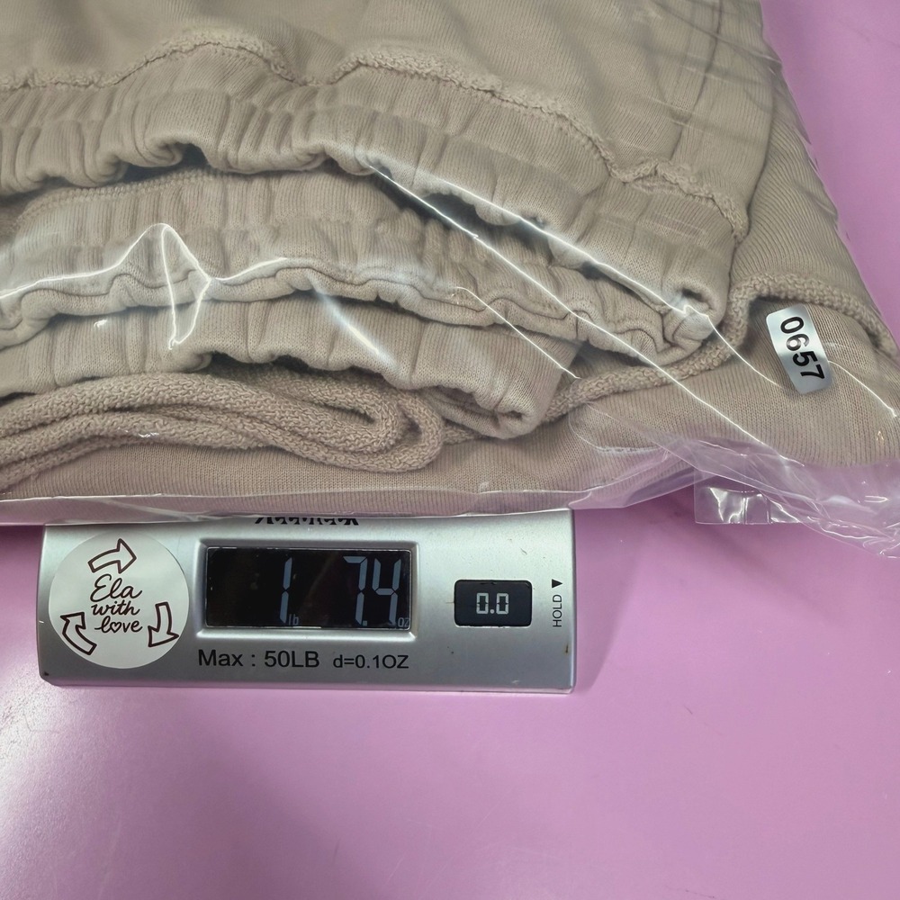 SKIMS Deconstructed French Terry Wide Leg Pants Fawn Raw Edge Sweatpants XL - Picture 11 of 11